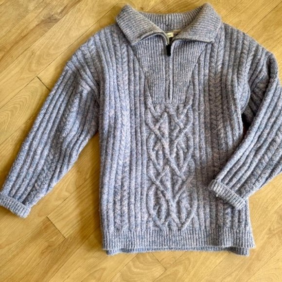 SUNDANCE PURPLE CABLE KNIT QUATER ZIP SYCAMORE SWEATER SIZE M RETAIL $158 - Picture 2 of 5